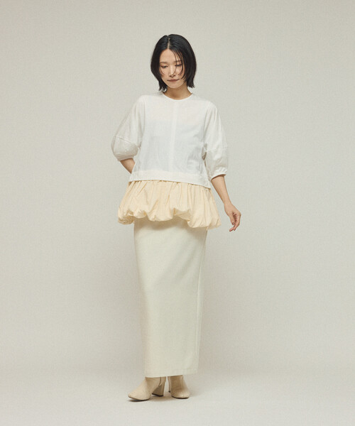 Firsthand（ファーストハンド）の「Firsthand/ファーストハンド オーガニックコットン ペプラム切り替えトップス / 5分袖Tシャツ（Tシャツ/カットソー・レディース・ブラック/その他9/ホワイト・ﾌﾘ-）」の9枚目の写真