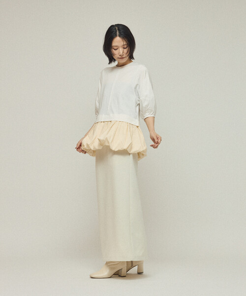 Firsthand（ファーストハンド）の「Firsthand/ファーストハンド オーガニックコットン ペプラム切り替えトップス / 5分袖Tシャツ（Tシャツ/カットソー・レディース・ブラック/その他9/ホワイト・ﾌﾘ-）」の8枚目の写真