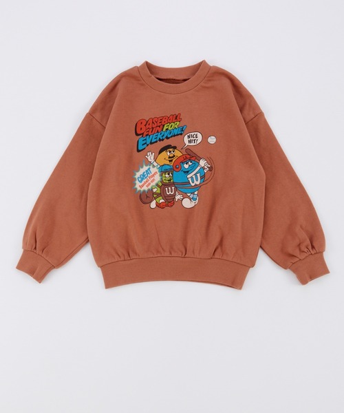 Ocean&Ground（オーシャン&グラウンド）の「BASEBALL FUNﾌﾟﾘﾝﾄｽｳｪｯﾄ（スウェット・キッズ・ブラウン/ライトグリーン/キナリ・80/90/100/110/120/130/140）」の3枚目の写真