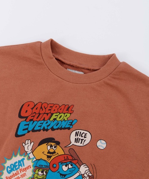 Ocean&Ground（オーシャン&グラウンド）の「BASEBALL FUNﾌﾟﾘﾝﾄｽｳｪｯﾄ（スウェット・キッズ・ブラウン/ライトグリーン/キナリ・80/90/100/110/120/130/140）」の9枚目の写真