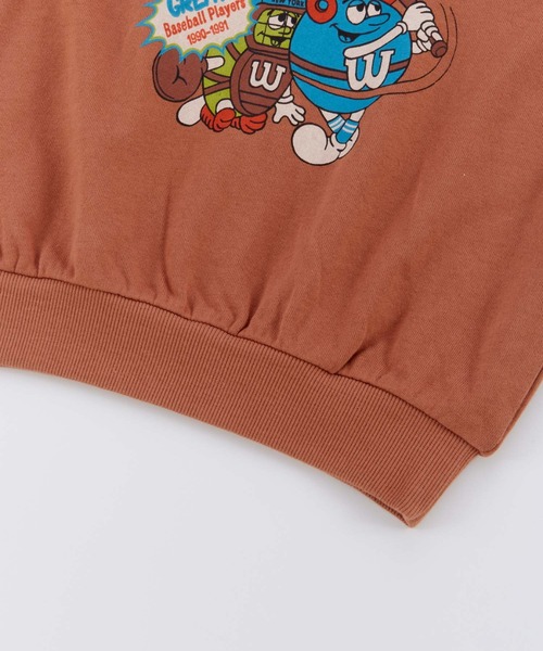Ocean&Ground（オーシャン&グラウンド）の「BASEBALL FUNﾌﾟﾘﾝﾄｽｳｪｯﾄ（スウェット・キッズ・ブラウン/ライトグリーン/キナリ・80/90/100/110/120/130/140）」の11枚目の写真