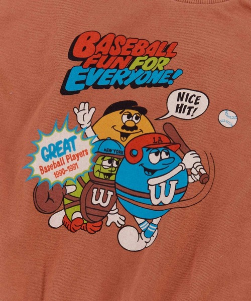 Ocean&Ground（オーシャン&グラウンド）の「BASEBALL FUNﾌﾟﾘﾝﾄｽｳｪｯﾄ（スウェット・キッズ・ブラウン/ライトグリーン/キナリ・80/90/100/110/120/130/140）」の12枚目の写真