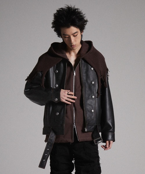GRANCY ナポレオン レザー ブルゾン M ブラック　本革　牛革 GRANCY】Napoleon Leather Blouson / ナポレオンレザーブルゾン
