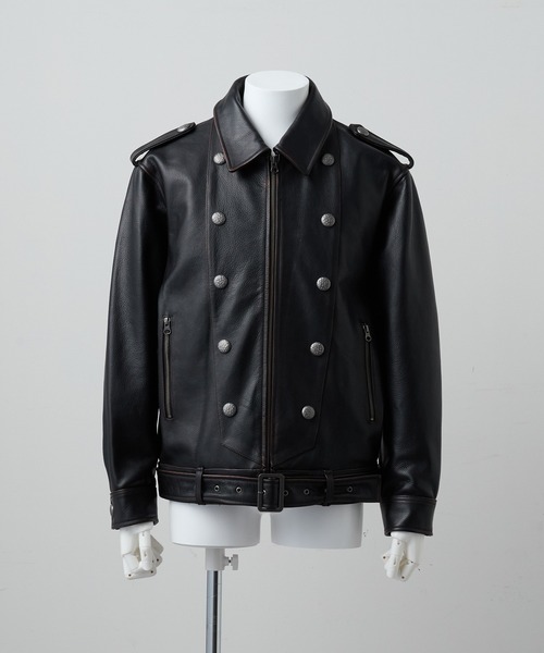 GRANCY ナポレオン レザー ブルゾン 牛革　S ブラック　本革　アウター GRANCY】Napoleon Leather Blouson / ナポレオンレザーブルゾン