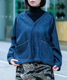 D.M.G.（ドミンゴ）の「[D.M.G. / ディーエムジー] 6ozデニム ワークシャツカーディガン（カーディガン/ボレロ）」