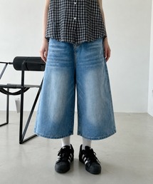 バルーン 9分丈 ハーフ デニム バミューダパンツ / Dカン付き