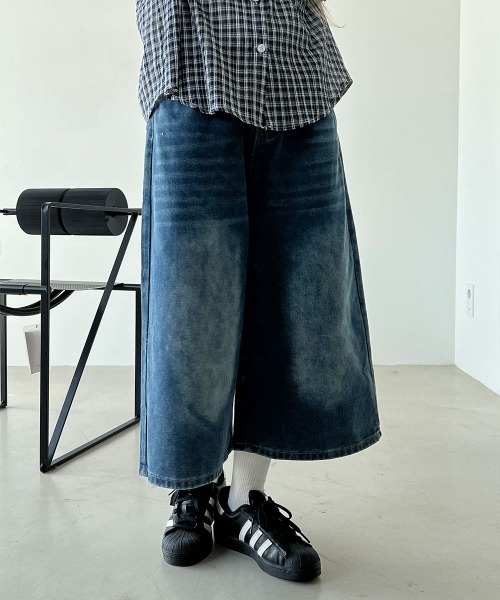 4INT.(フォイント)の「バルーン 9分丈 ハーフ デニム バミューダパンツ / Dカン付き(その他パンツ・レディース・ブラック/ライトブルー/ブルー・M/S)」の11枚目の写真