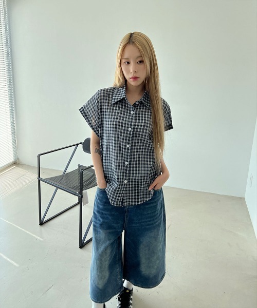 4INT.(フォイント)の「バルーン 9分丈 ハーフ デニム バミューダパンツ / Dカン付き(その他パンツ・レディース・ブラック/ライトブルー/ブルー・M/S)」の15枚目の写真
