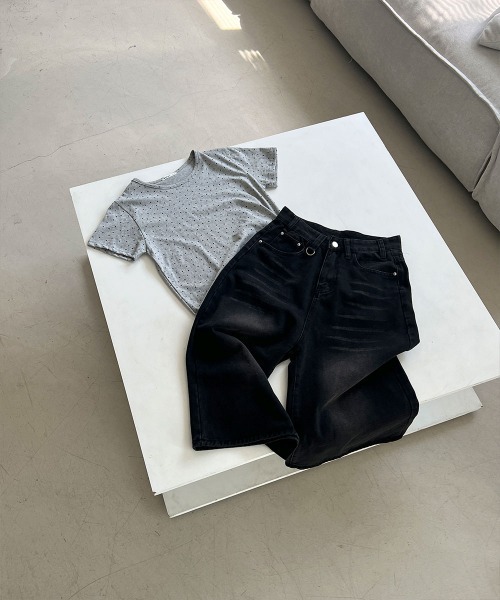 4INT.(フォイント)の「バルーン 9分丈 ハーフ デニム バミューダパンツ / Dカン付き(その他パンツ・レディース・ブラック/ライトブルー/ブルー・M/S)」の21枚目の写真
