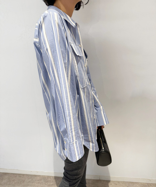 EDIT. FOR LULU（エディットフォールル）の「【BAUM UND PFERDGARTEN/バウム ウンド ヘルガーデン】PRE ストライプシャツ（シャツ/ブラウス・レディース・サックスブルー・36）」の2枚目の写真