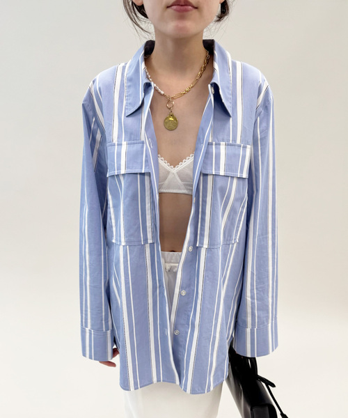 EDIT. FOR LULU（エディットフォールル）の「【BAUM UND PFERDGARTEN/バウム ウンド ヘルガーデン】PRE ストライプシャツ（シャツ/ブラウス・レディース・サックスブルー・36）」の6枚目の写真