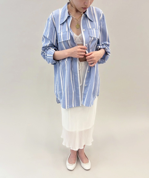 EDIT. FOR LULU（エディットフォールル）の「【BAUM UND PFERDGARTEN/バウム ウンド ヘルガーデン】PRE ストライプシャツ（シャツ/ブラウス・レディース・サックスブルー・36）」の7枚目の写真