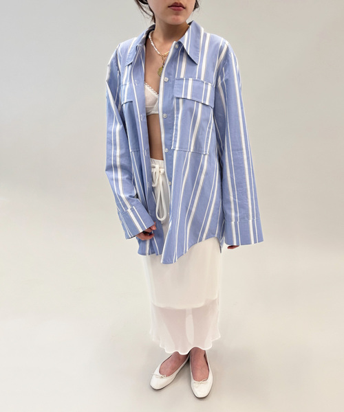 EDIT. FOR LULU（エディットフォールル）の「【BAUM UND PFERDGARTEN/バウム ウンド ヘルガーデン】PRE ストライプシャツ（シャツ/ブラウス・レディース・サックスブルー・36）」の8枚目の写真