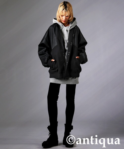 異素材切り替えジャケット（その他アウター）｜antiqua（アンティカ