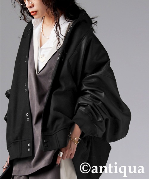 antiqua(アンティカ)の「異素材切り替えジャケット(その他アウター・レディース・ブラック・ONESIZE)」の7枚目の写真