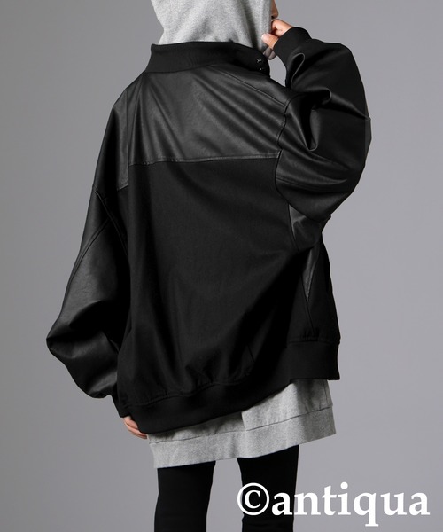antiqua(アンティカ)の「異素材切り替えジャケット(その他アウター・レディース・ブラック・ONESIZE)」の4枚目の写真