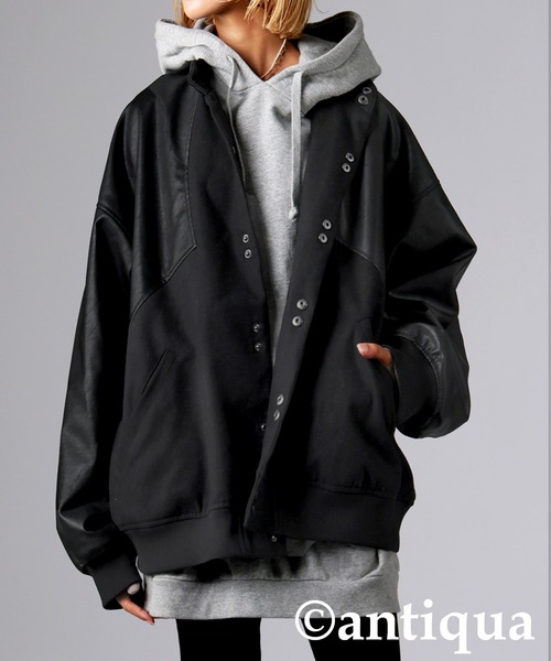 antiqua(アンティカ)の「異素材切り替えジャケット(その他アウター・レディース・ブラック・ONESIZE)」の5枚目の写真