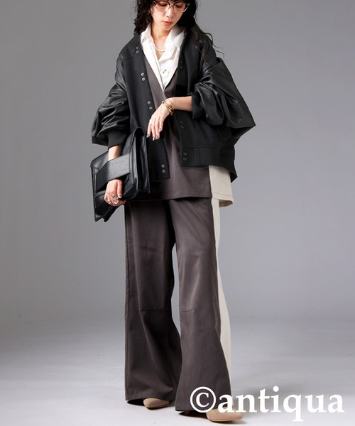 異素材切り替えジャケット（その他アウター）｜antiqua（アンティカ