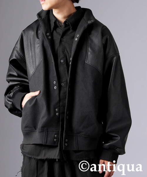 異素材切り替えジャケット（その他アウター）｜antiqua（アンティカ