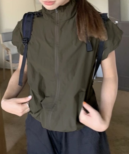 セール】【秋冬新作】バルーンスリーブシャカシャカ半袖トップス