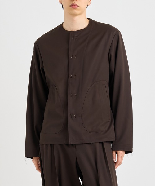 ジャケット・アウター No Collar Jacket Wrinkled Gabardine ARMY GABARDINE NO COLLAR JACKET – THE SHOP YOHJI YAMAMOTO