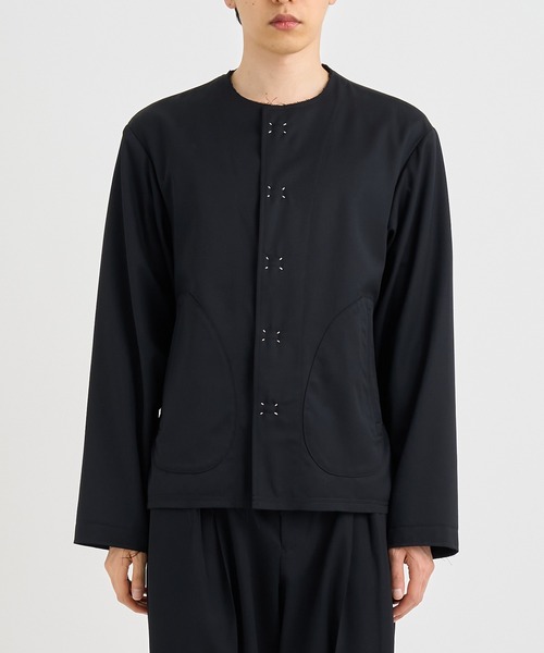 KHOKI / コッキ】No-collar wool gabardine jacket（ノーカラー