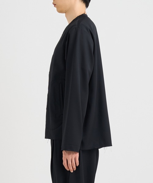 KHOKI / コッキ】No-collar wool gabardine jacket（ノーカラー