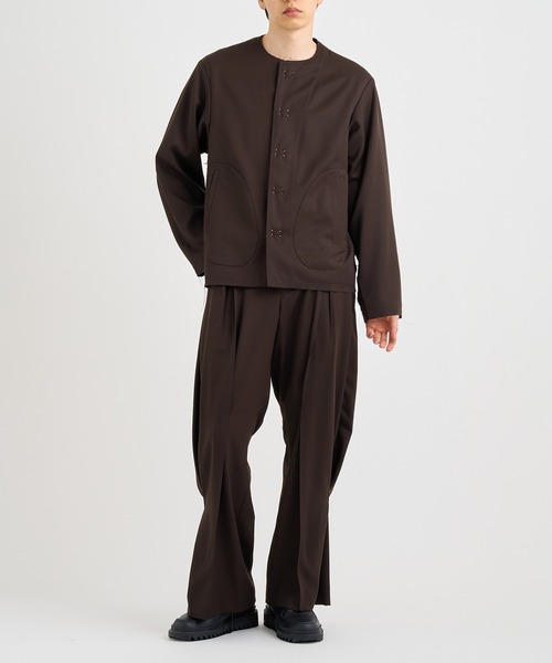 ジャケット・アウター KHOKI 25aw Nocollar woolgabardine jacket KHOKI / コッキ】No-collar wool gabardine jacket（ノーカラー