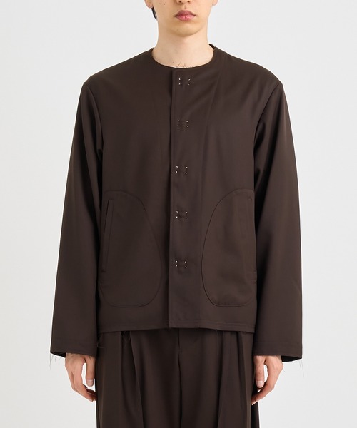 KHOKI / コッキ】No-collar wool gabardine jacket（ノーカラー