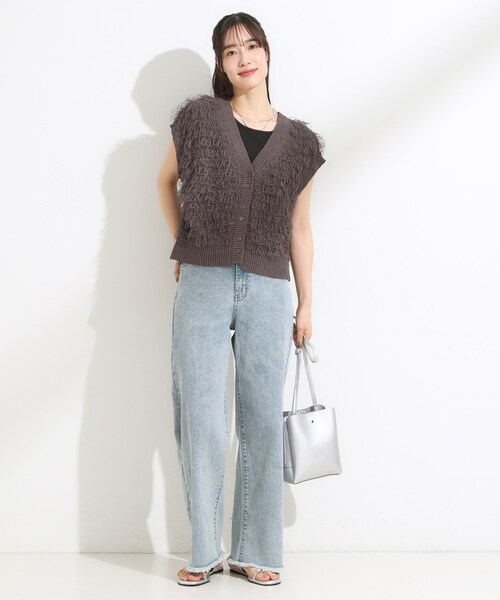 Cutie Blonde(キューティーブロンド)の「【S-LL/裏ひんやり/ストレッチ】ワイドストレートデニムパンツ(デニムパンツ・レディース・ブラック/ライトブルー・02/04/01/03)」の9枚目の写真