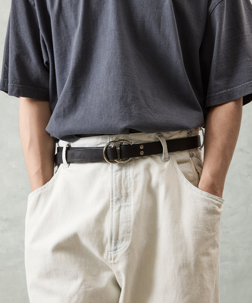 PADRONE（パドローネ）の「PADRONE パドローネ / LEATHER RING BELT モストロレザーダブルリングベルト / PA9995-5015（ベルト・メンズ・ブラック・FREE）」の2枚目の写真