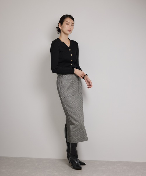 ROPE'（ロペ）の「[美人スカート]ウールレーヨンポケット付きタイトスカート(ヘリンボーン/グレンチェック)/セットアップ対応（スカート・レディース・ブラック系その他2/ブラック系その他・36/38）」の5枚目の写真