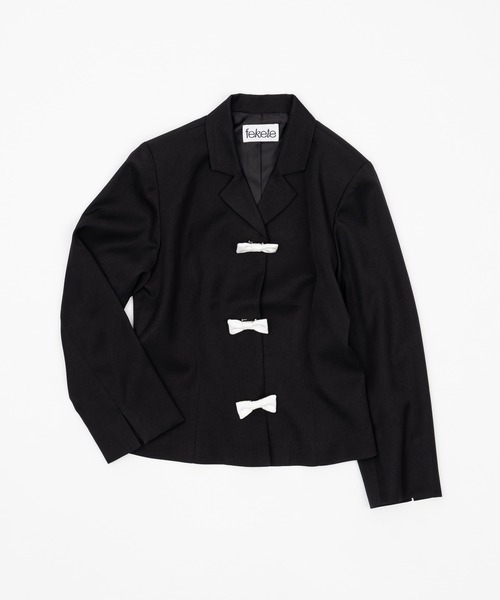 セール】bicolor ribbon tailored jacket / バイカラーリボン
