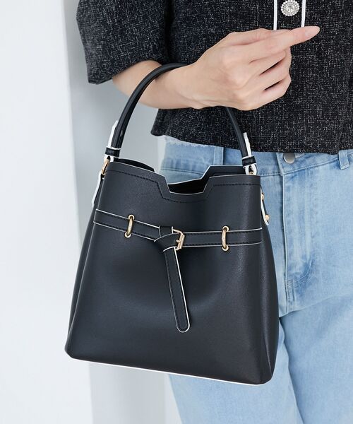 MAJESTIC LEGON（マジェスティックレゴン）の「ノットベルトショルダーバッグ（ショルダーバッグ・レディース・ピンク/ブラック/アイボリー・FREE）」の13枚目の写真