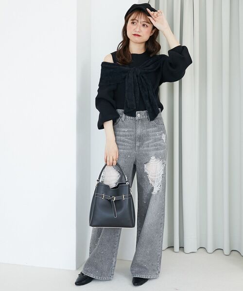 MAJESTIC LEGON（マジェスティックレゴン）の「ノットベルトショルダーバッグ（ショルダーバッグ・レディース・ピンク/ブラック/アイボリー・FREE）」の15枚目の写真