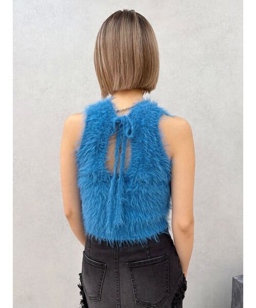 EVRIS（エヴリス）の「ファンシーヤーンノースリニットトップス（タンクトップ・レディース・ブラウン/アイボリー/ブルー・FREE）」の3枚目の写真