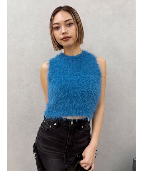 EVRIS（エヴリス）の「ファンシーヤーンノースリニットトップス（タンクトップ・レディース・ブラウン/アイボリー/ブルー・FREE）」の17枚目の写真