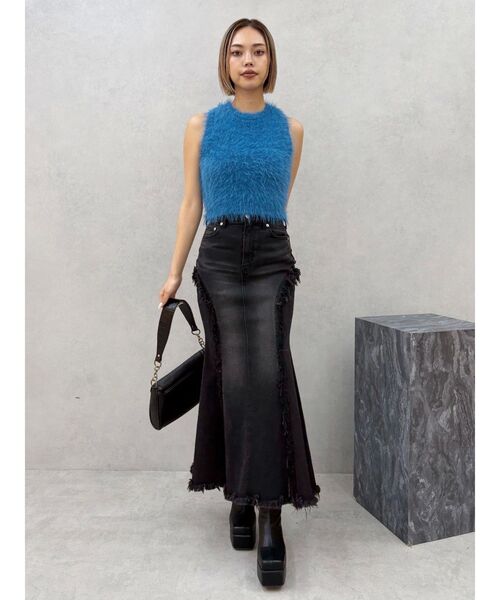 EVRIS（エヴリス）の「ファンシーヤーンノースリニットトップス（タンクトップ・レディース・ブラウン/アイボリー/ブルー・FREE）」の22枚目の写真