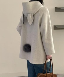 LOWO（ロワ）の「まるみフォルムが可愛い しっぽ付きウールコート（モッズコート）」