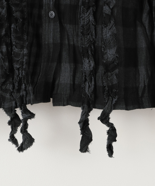 OPEN Yy(オープンワイワイ)の「【Geek Office / ギークオフィス】OPEN YY Woven CRINKLED RUFFLE SHIRT(シャツ/ブラウス・レディース・ブラック・SMALL)」の9枚目の写真