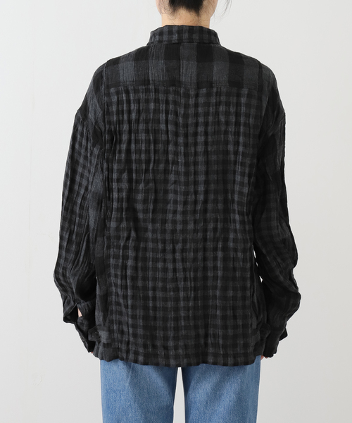 OPEN Yy(オープンワイワイ)の「【Geek Office / ギークオフィス】OPEN YY Woven CRINKLED RUFFLE SHIRT(シャツ/ブラウス・レディース・ブラック・SMALL)」の4枚目の写真