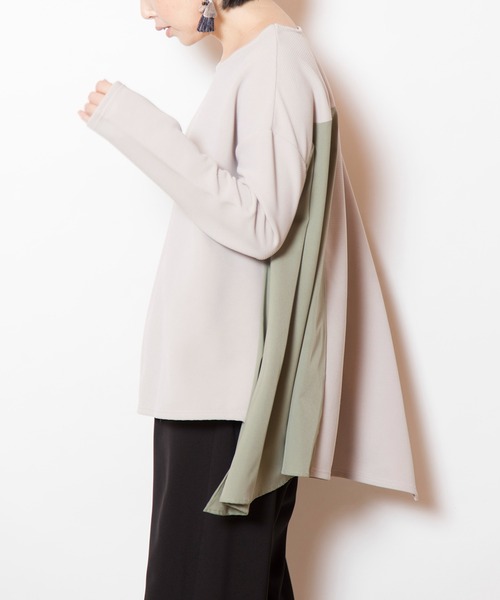 OSMOSIS(オズモーシス)の「アシンメトリー切替プルオーバー(Tシャツ/カットソー・レディース・アイボリー/ライトカーキ/ブラック・ONE SIZE)」の12枚目の写真