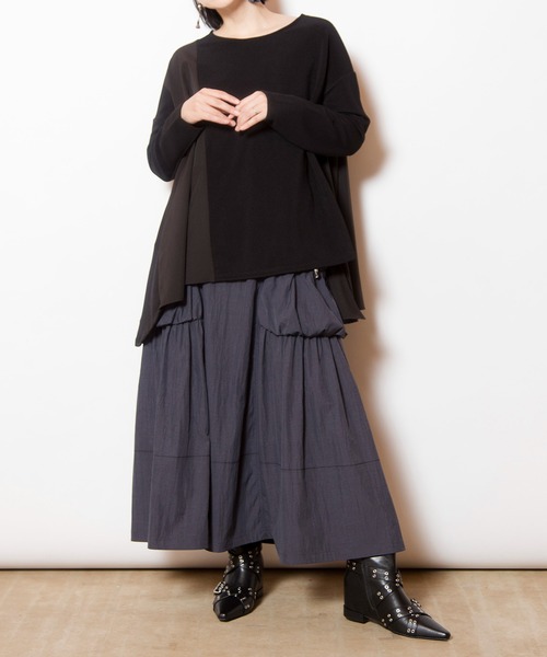 OSMOSIS(オズモーシス)の「アシンメトリー切替プルオーバー(Tシャツ/カットソー・レディース・アイボリー/ライトカーキ/ブラック・ONE SIZE)」の21枚目の写真