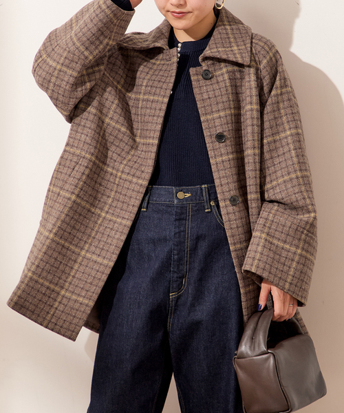 journal standard L'essage(ジャーナルスタンダードレサージュ)の「チェックワイドコート(その他アウター・レディース・ボルドー/ブラウン系その他・FREE)」の2枚目の写真