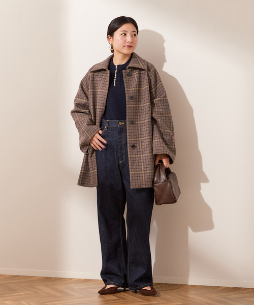 journal standard L'essage(ジャーナルスタンダードレサージュ)の「チェックワイドコート(その他アウター・レディース・ボルドー/ブラウン系その他・FREE)」の3枚目の写真