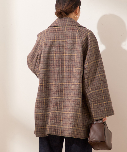 journal standard L'essage(ジャーナルスタンダードレサージュ)の「チェックワイドコート(その他アウター・レディース・ボルドー/ブラウン系その他・FREE)」の7枚目の写真