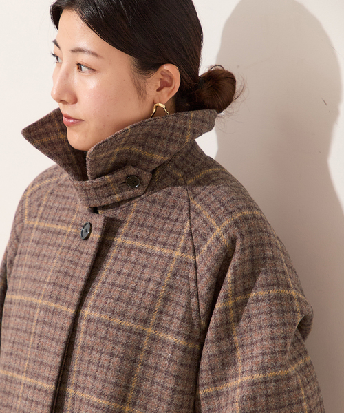 journal standard L'essage(ジャーナルスタンダードレサージュ)の「チェックワイドコート(その他アウター・レディース・ボルドー/ブラウン系その他・FREE)」の9枚目の写真