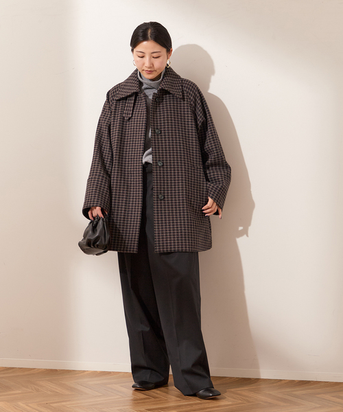 journal standard L'essage(ジャーナルスタンダードレサージュ)の「チェックワイドコート(その他アウター・レディース・ボルドー/ブラウン系その他・FREE)」の10枚目の写真