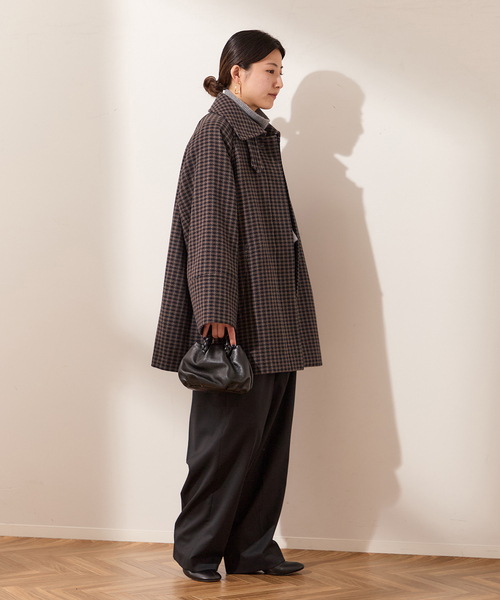 journal standard L'essage(ジャーナルスタンダードレサージュ)の「チェックワイドコート(その他アウター・レディース・ボルドー/ブラウン系その他・FREE)」の11枚目の写真
