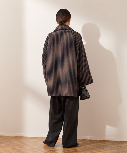 journal standard L'essage(ジャーナルスタンダードレサージュ)の「チェックワイドコート(その他アウター・レディース・ボルドー/ブラウン系その他・FREE)」の12枚目の写真